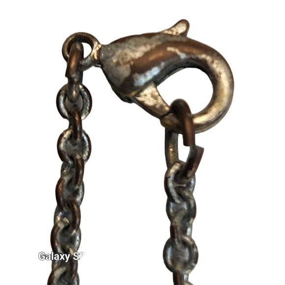 Teardrop Necklace With different colors of Blue stones and enamel painted leave - Picture 9 of 10